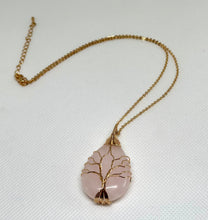 Rose Quartz Gold Plated Wrapped Healing Crystal Necklace