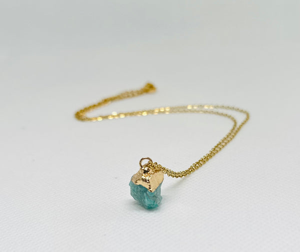 Amazonite Gold Plated Natural Rough Crystal Gemstone Necklace